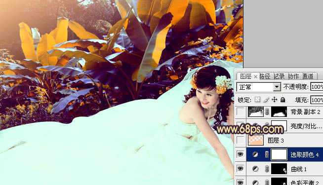 Photoshop调出外景美女婚片甜美的橙紫色_亿码酷站___亿码酷站平面设计教程插图19