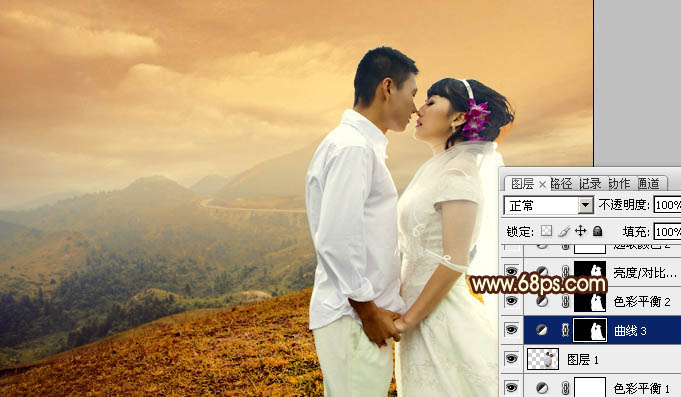 Photoshop给山景婚片增加漂亮的霞光色_亿码酷站___亿码酷站平面设计教程插图6