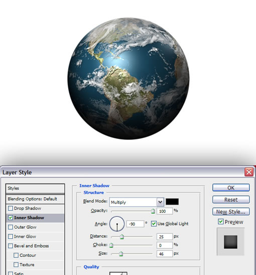 Photoshop中制作一个闪耀的地球_亿码酷站___亿码酷站平面设计教程插图14