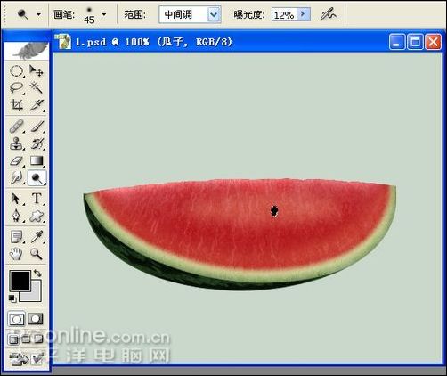 photoshop鼠绘实例:逼真西瓜_亿码酷站___亿码酷站平面设计教程插图16