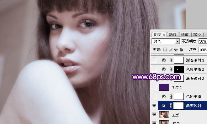 Photoshop将人物照片调成清爽的蓝紫色_亿码酷站___亿码酷站平面设计教程插图4