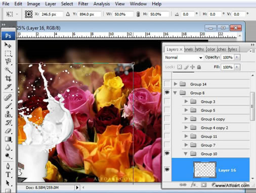 PS制作喷溅的玫瑰花效果_亿码酷站___亿码酷站平面设计教程插图12