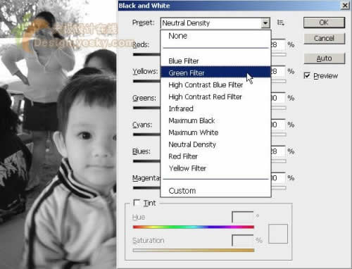 Photoshop CS3黑白转换控制功能处理黑白照片_亿码酷站___亿码酷站平面设计教程插图3