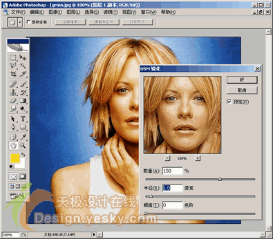 Photoshop将模糊梅格·瑞恩变清晰艳丽_亿码酷站___亿码酷站平面设计教程插图2