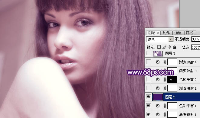 Photoshop将人物照片调成清爽的蓝紫色_亿码酷站___亿码酷站平面设计教程插图7