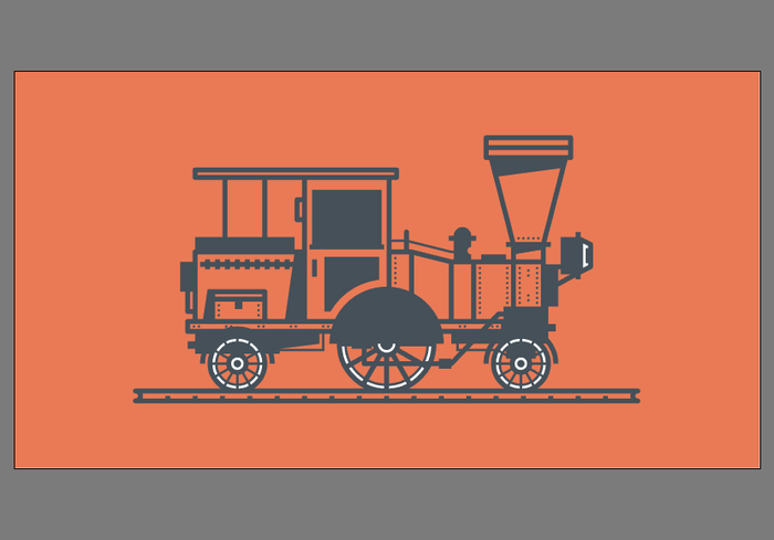 Illustrator绘制复古蒸汽火车插画_亿码酷站___亿码酷站ai教程插图