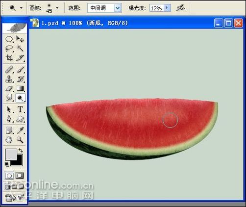 photoshop鼠绘实例:逼真西瓜_亿码酷站___亿码酷站平面设计教程插图15