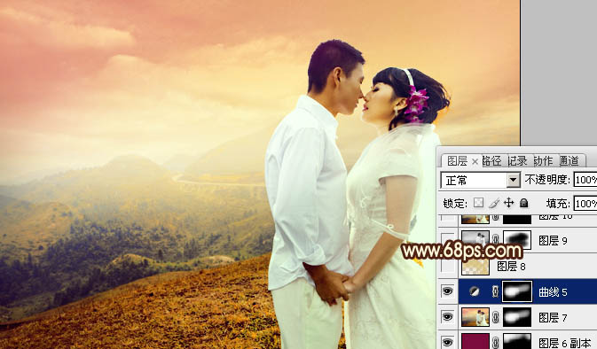 Photoshop给山景婚片增加漂亮的霞光色_亿码酷站___亿码酷站平面设计教程插图14