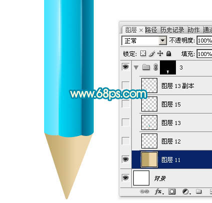 Photoshop制作一只精致的蓝色铅笔_亿码酷站___亿码酷站平面设计教程插图8