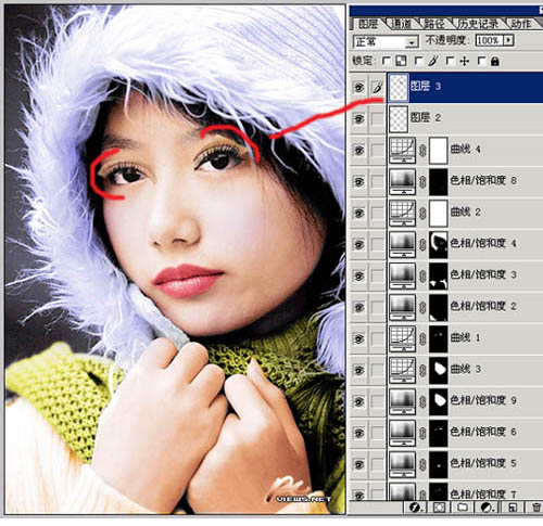 photoshop给黑白美女上色教程_亿码酷站___亿码酷站平面设计教程插图6