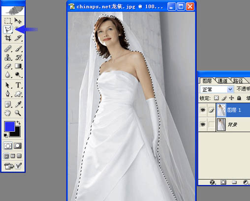 背景单一的婚纱照片快速抠图方法_亿码酷站___亿码酷站平面设计教程插图5