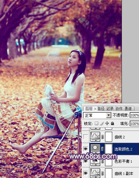 Photoshop打造漂亮的橙紫色树林人物照片_亿码酷站___亿码酷站平面设计教程插图11