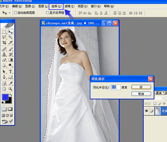 背景单一的婚纱照片快速抠图方法_亿码酷站___亿码酷站平面设计教程插图3