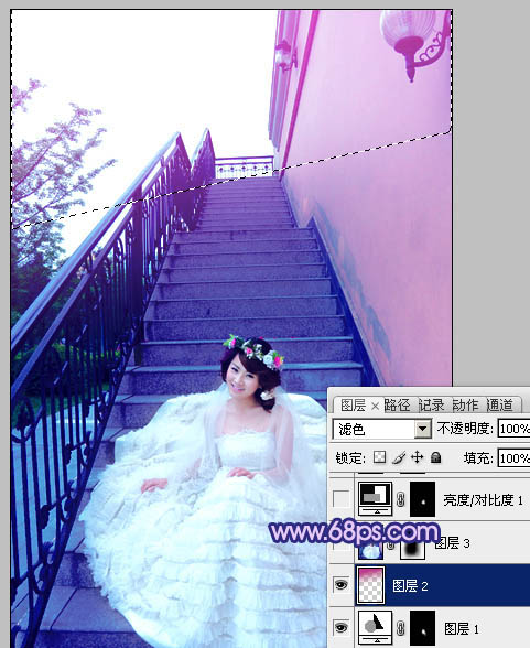 Photoshop调出楼梯婚片艳丽的蓝紫色_亿码酷站___亿码酷站平面设计教程插图20
