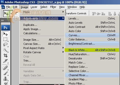 Photoshop CS3黑白转换控制功能处理黑白照片_亿码酷站___亿码酷站平面设计教程插图1