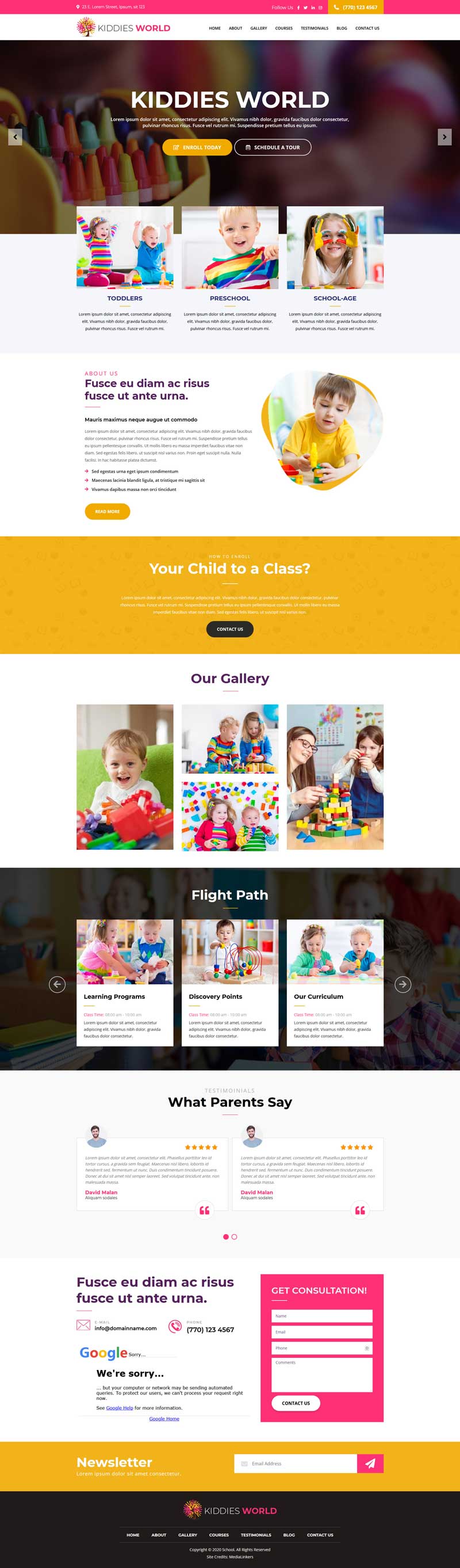 通用的幼儿园/托儿所网站HTML模板下载