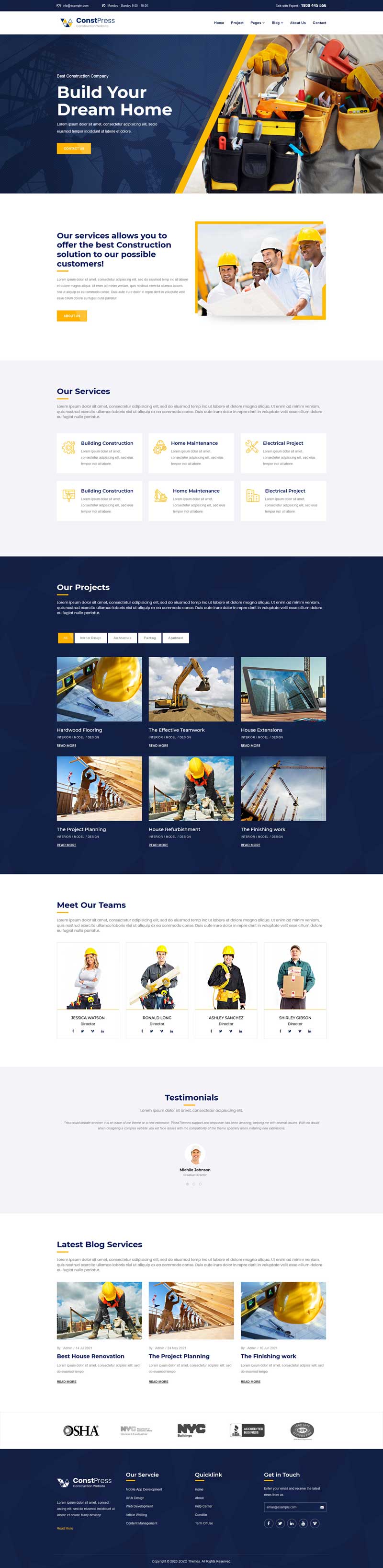 Bootstrap建筑工程企业网站模板