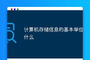 计算机存储信息的基本单位是什么