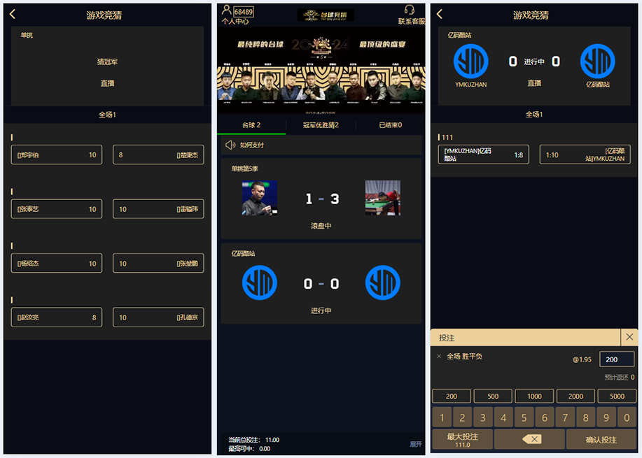 赛事竞猜系统源码/PHP+HTML游戏台球赛事竞猜平台插图