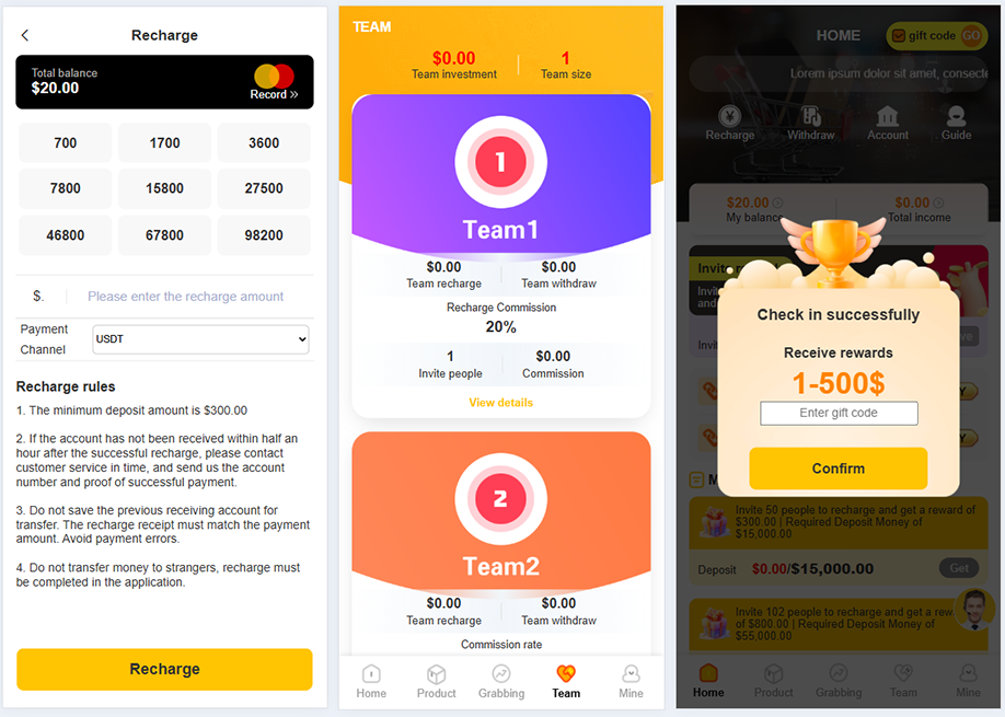 海外礼品卡投资理财系统源码/任务理财邀请返利系统插图1