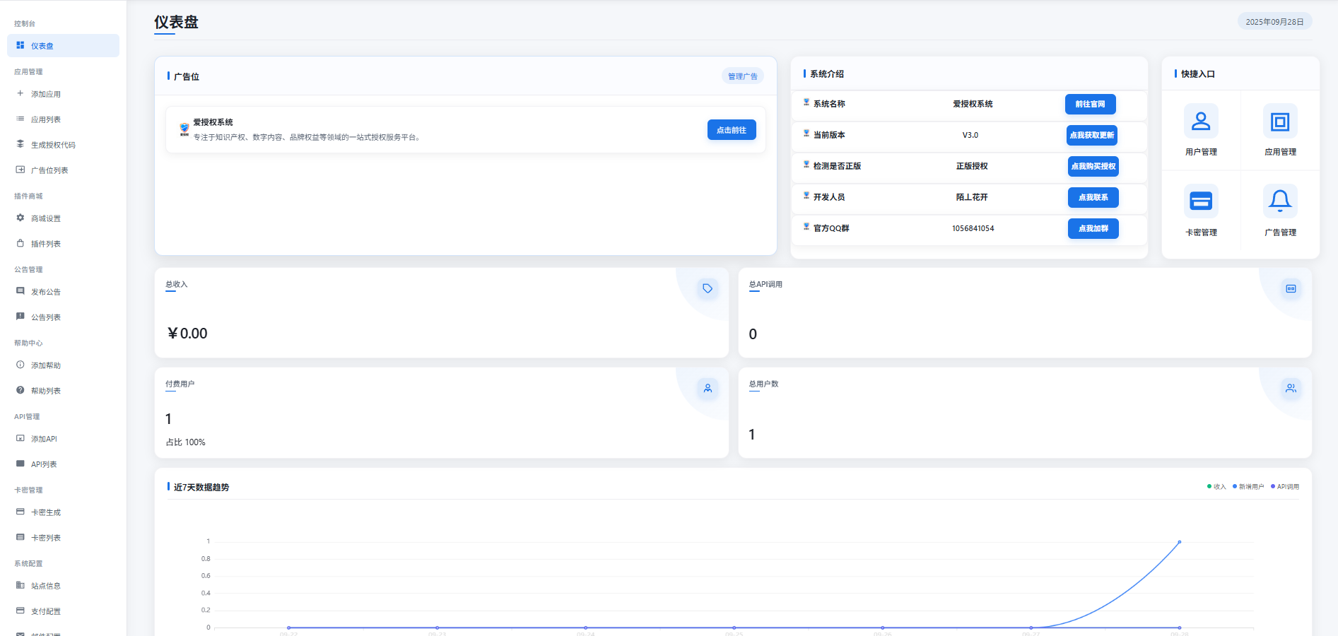 爱授权系统V1.0开源版源码下载插图1
