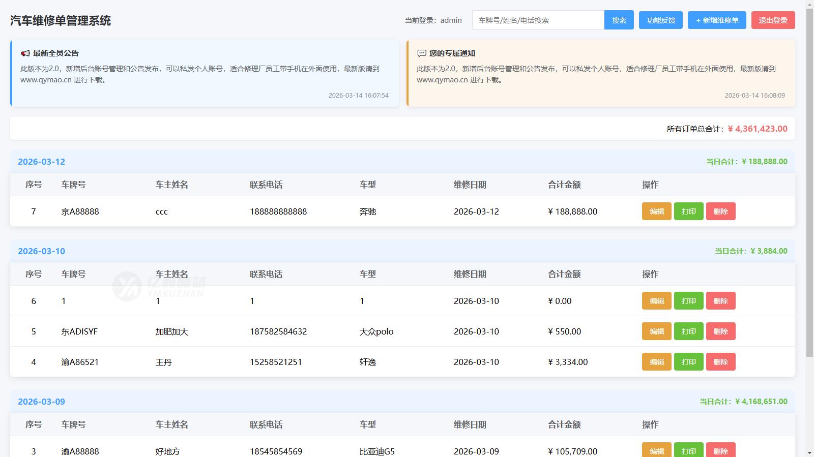 汽修单管理2.0源码下载（PHP7.4）｜汽修门店/维修订单管理｜轻量化+数字化流转插图
