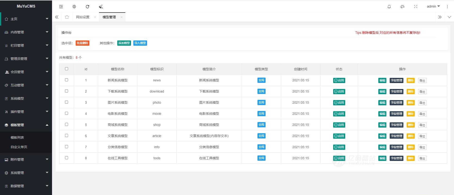 MuYuCMS v2.1源码下载（Thinkphp）｜轻量级CMS｜企业/个人｜快速建站插图1