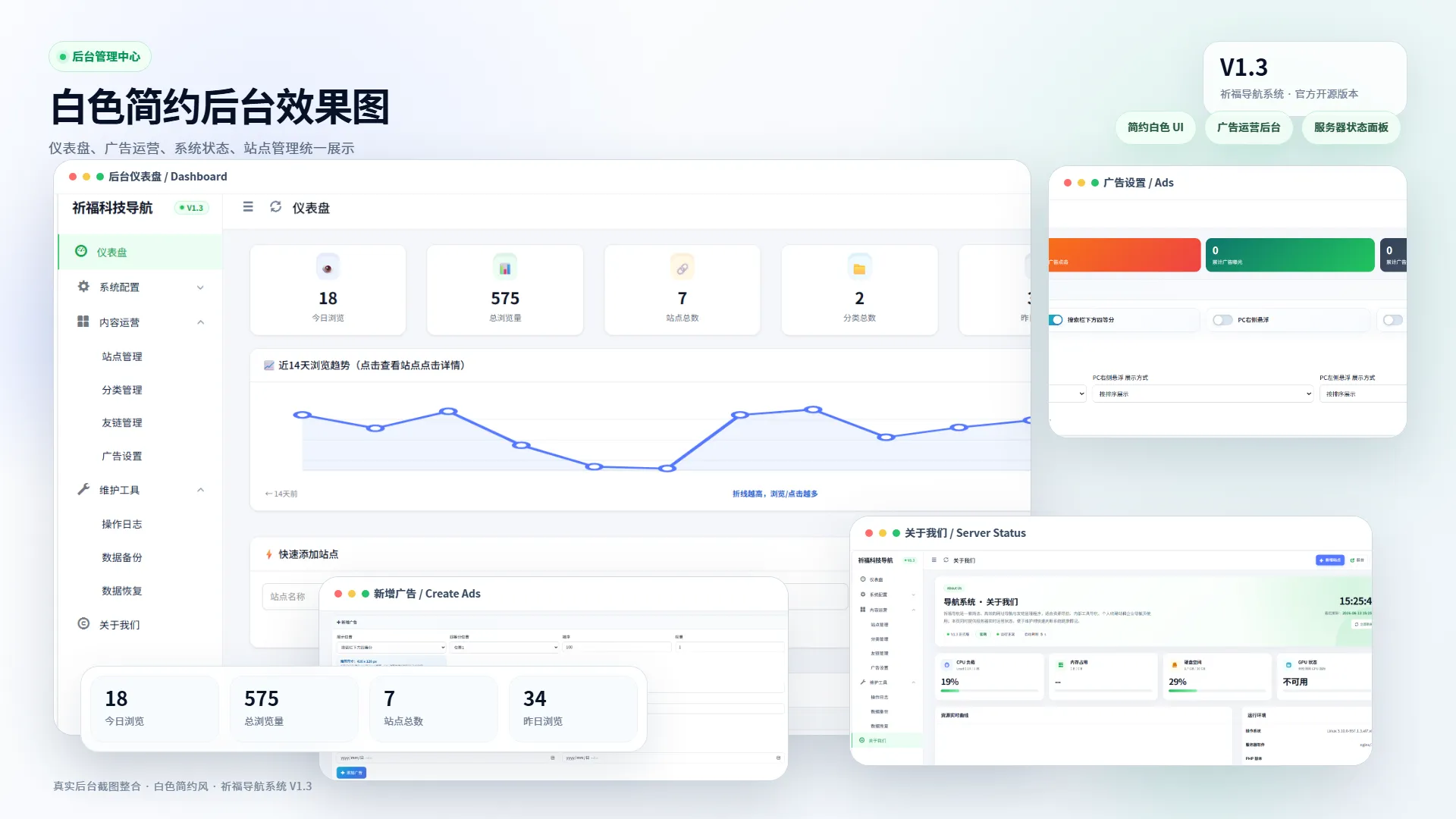 祈福导航系统V1.3广告AD模式优化后端UI和PHP版本插图1