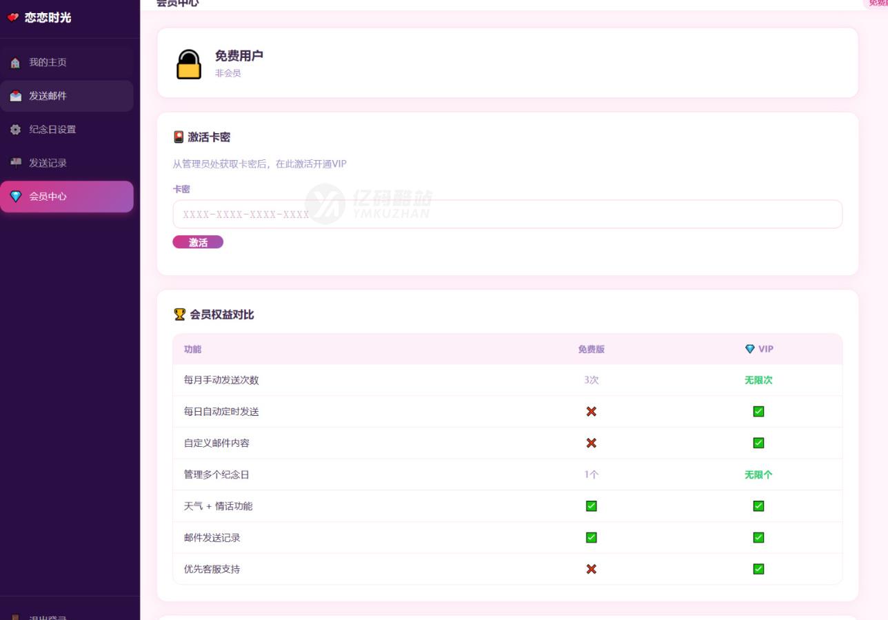PHP 恋恋时光邮箱表白纪念日源码带一键安装教程插图3