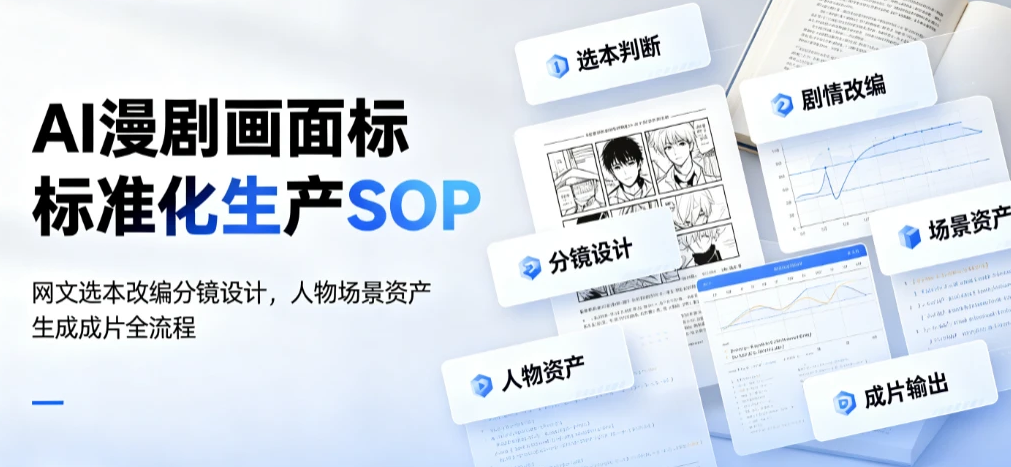 AI漫剧标准化画面生产SOP全套课程-更新，网文选本版权剧本分镜资产全覆盖，图文生视频后期剪辑完整实操教学插图