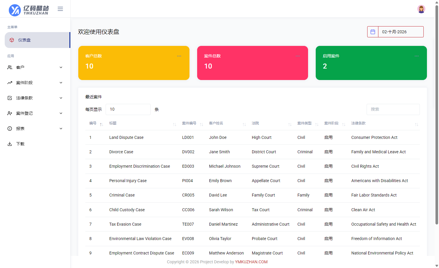 PHP律师事务所管理系统源码/PHP+MySQL律师办公系统/客户案件管理插图